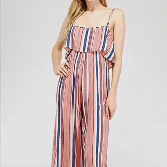 🆕Velzera Trendy Stripe Lightweight Spring Chic Vibes Midi Jumsuit🆕 - Picture 2 of 9